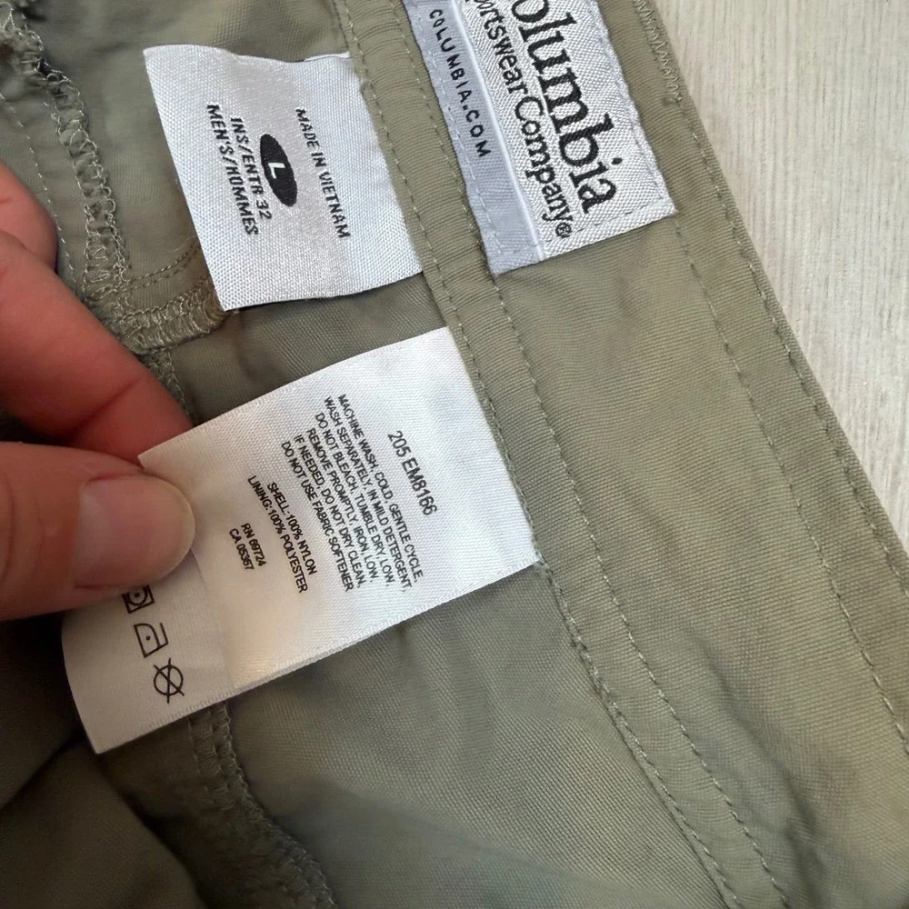 Columbia GRT Mens Convertible Cargo Pants Green Large 32 Inseam EM8166